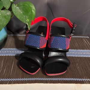 8) United Nude - Size 6 - Loop Fab Laser Sandals - Red & Blue
